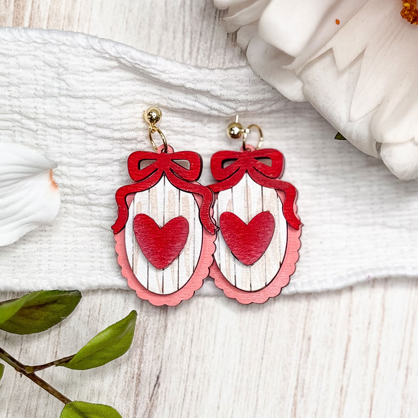 Layered Heart Bow Earrings - Glowforge