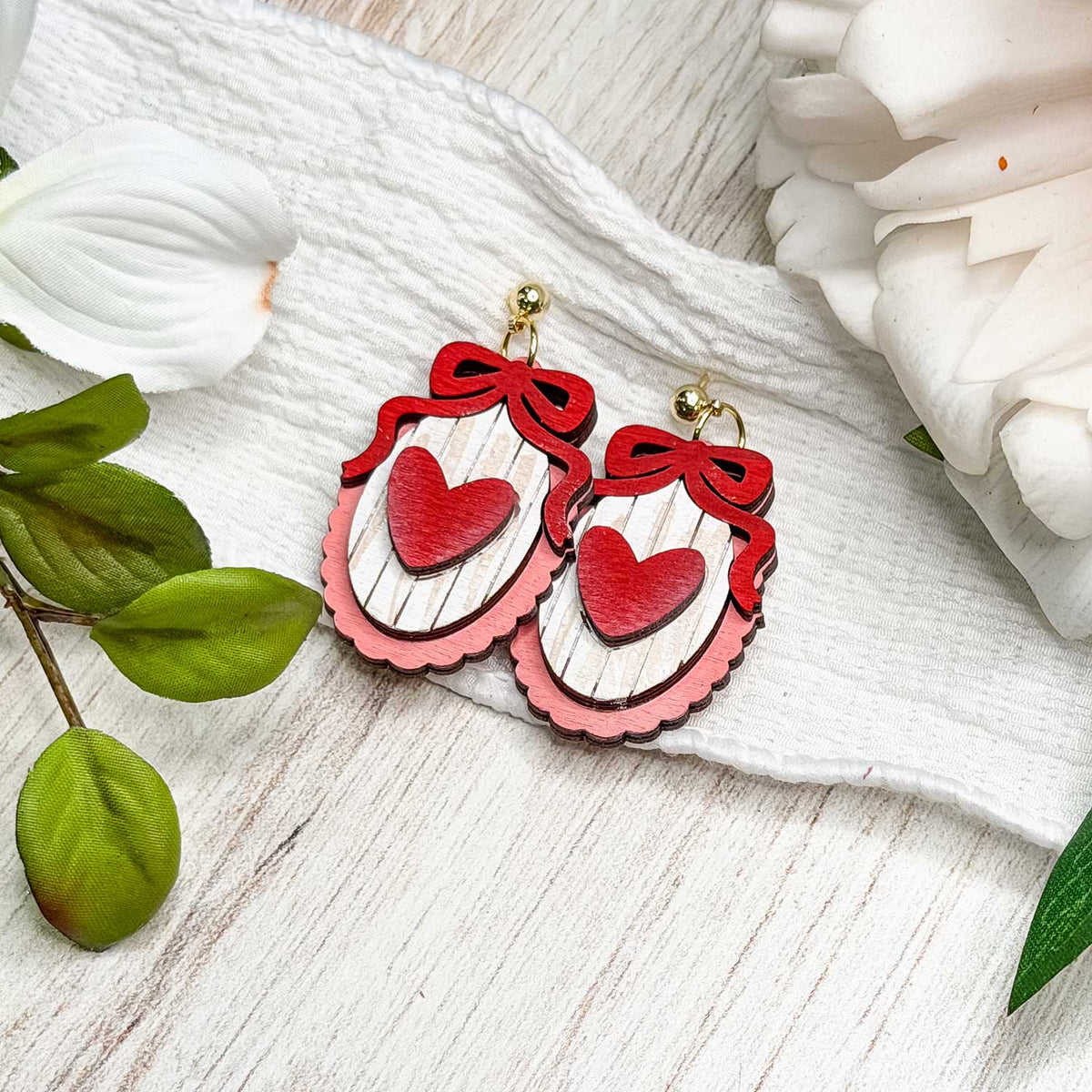 Layered Heart Bow Earrings- Glowforge