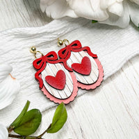 Layered Heart Bow Earrings - Glowforge