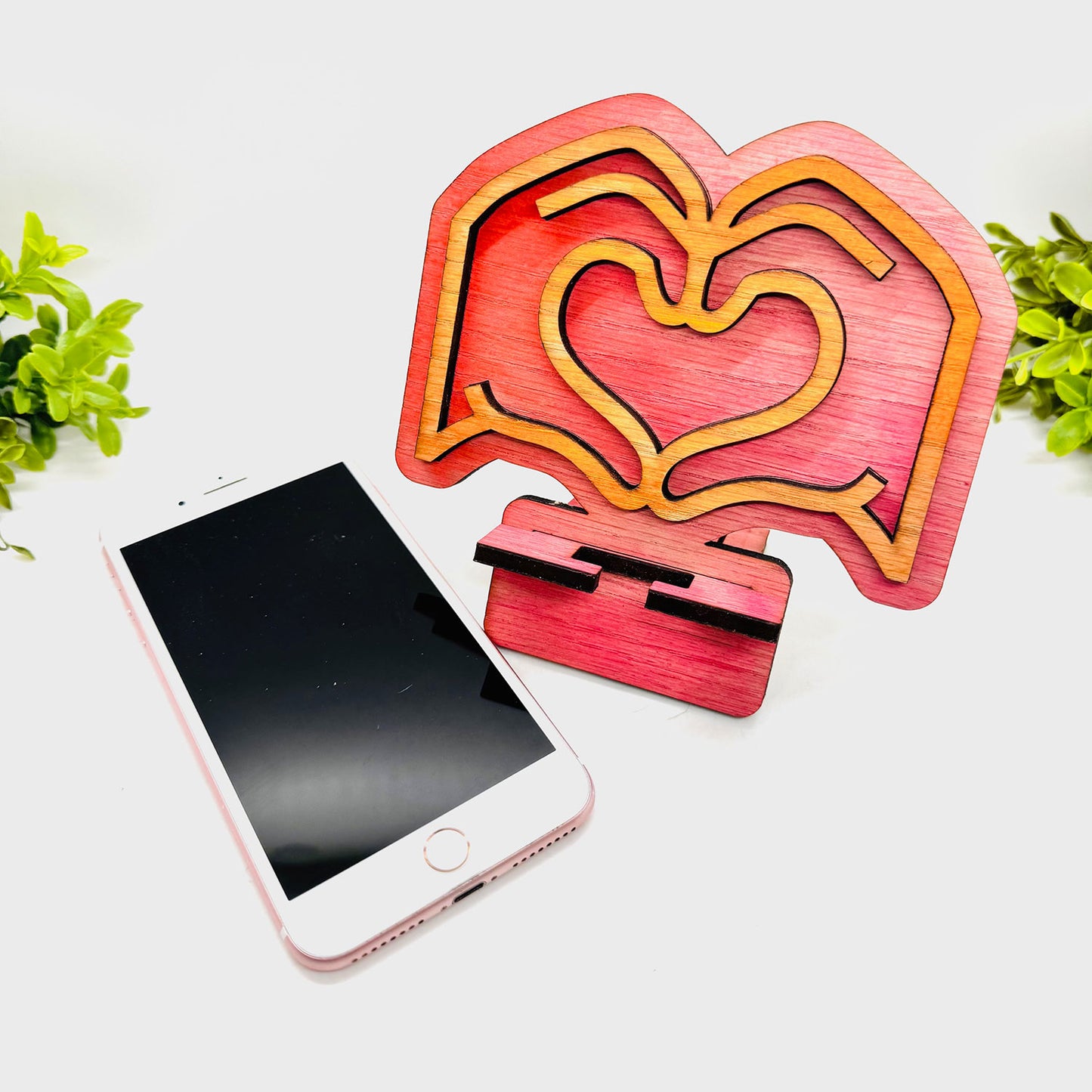 Layered Heart Hands Phone Stand - Glowforge