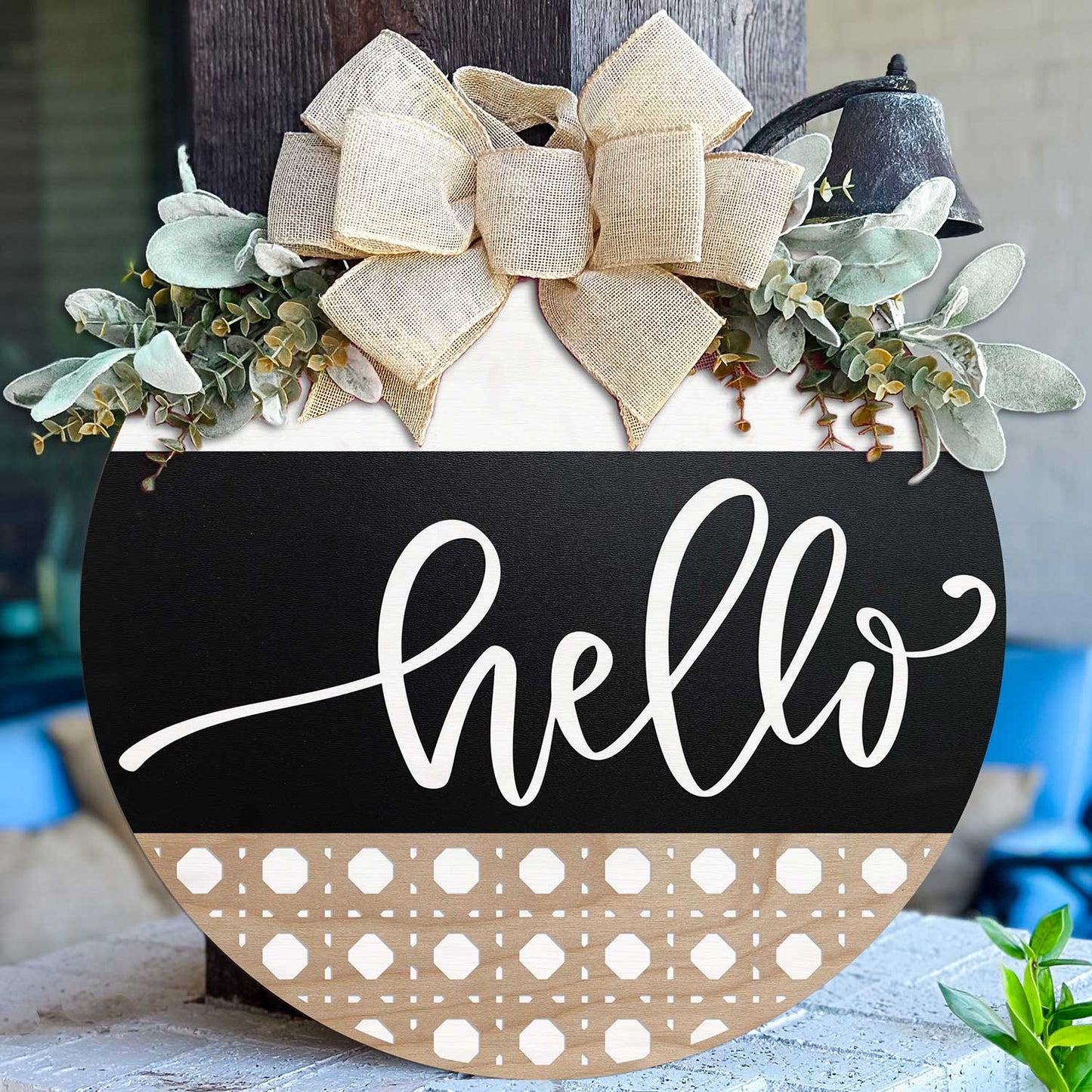 Layered Hello Script Door Hanger - Glowforge