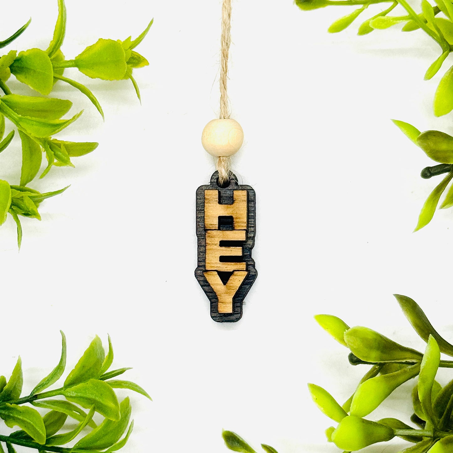 Layered HEY Stacked Word Car Charm - Funny Hanging Car Accessory - Glowforge