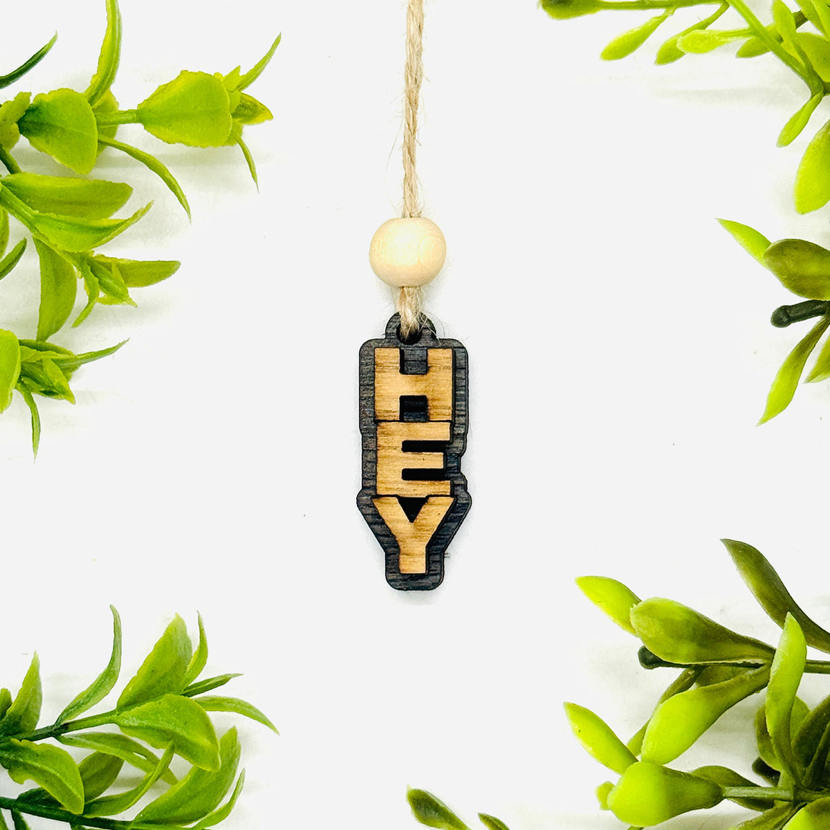 Layered HEY Stacked Word Car Charm - Funny Hanging Car Accessory - Glowforge