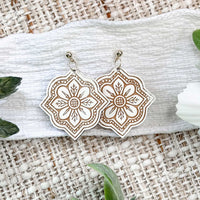 Layered Moroccan Tile Drop Earrings with Scalloped Floral Detail - Glowforge