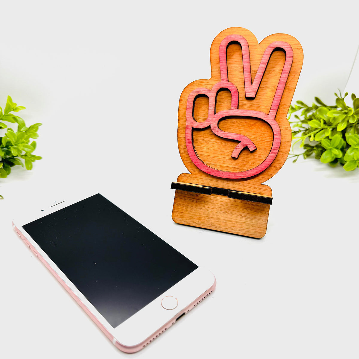 Layered Peace Hand Shaped Phone Stand - Glowforge