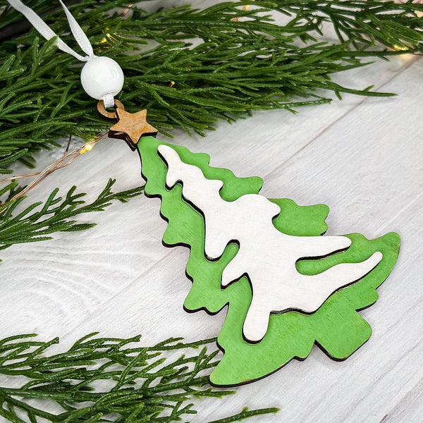 Layered Rustic Wood Christmas Tree Ornament – Glowforge Shop