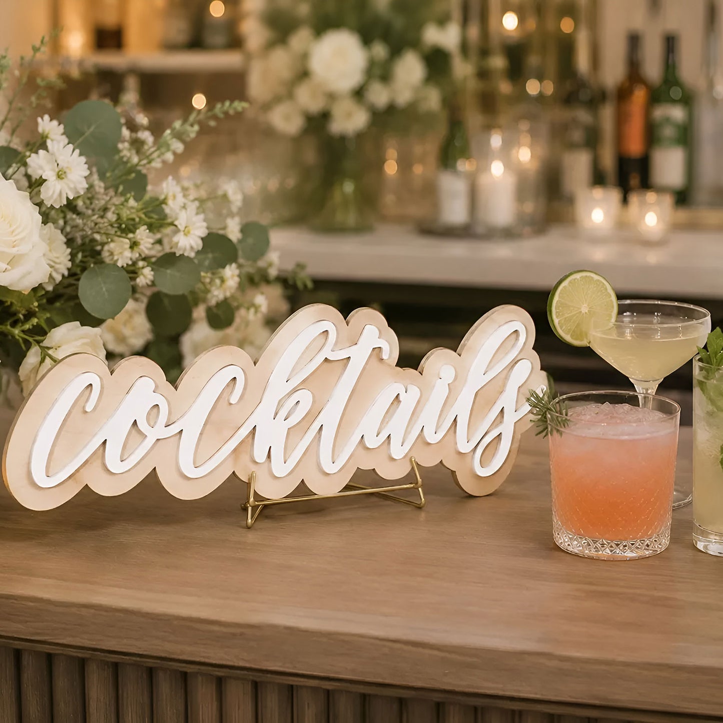 Layered Script Cocktails Bar Sign - Glowforge