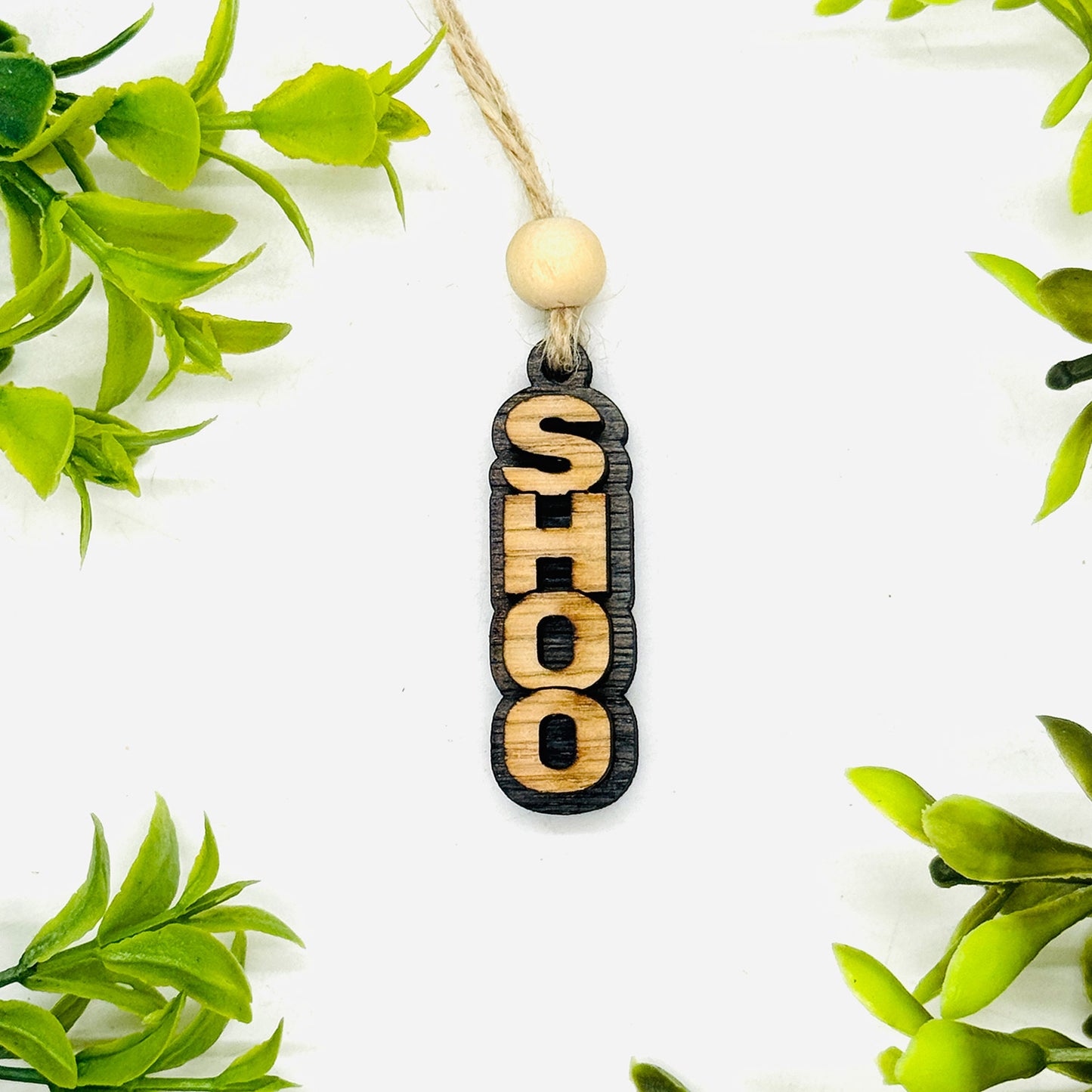 Layered SHOO Stacked Word Car Charm - Funny Hanging Car Accessory - Glowforge