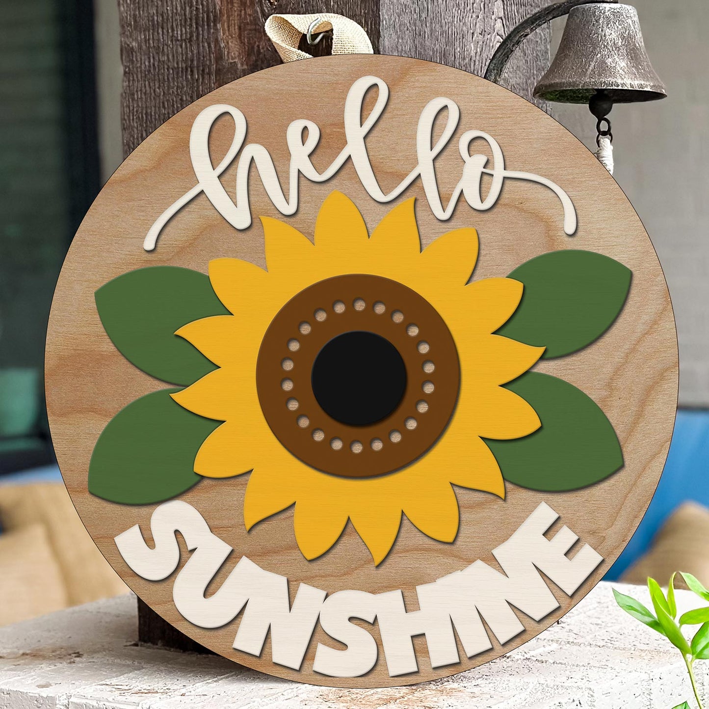 Layered Sunflower Hello Door Sign