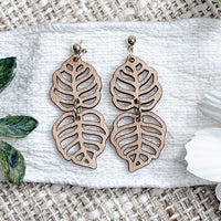 Layered Tropical Leaf Dangle Earrings - Glowforge