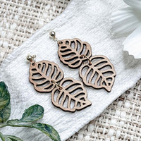 Layered Tropical Leaf Dangle Earrings - Glowforge