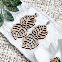Layered Tropical Leaf Dangle Earrings - Glowforge