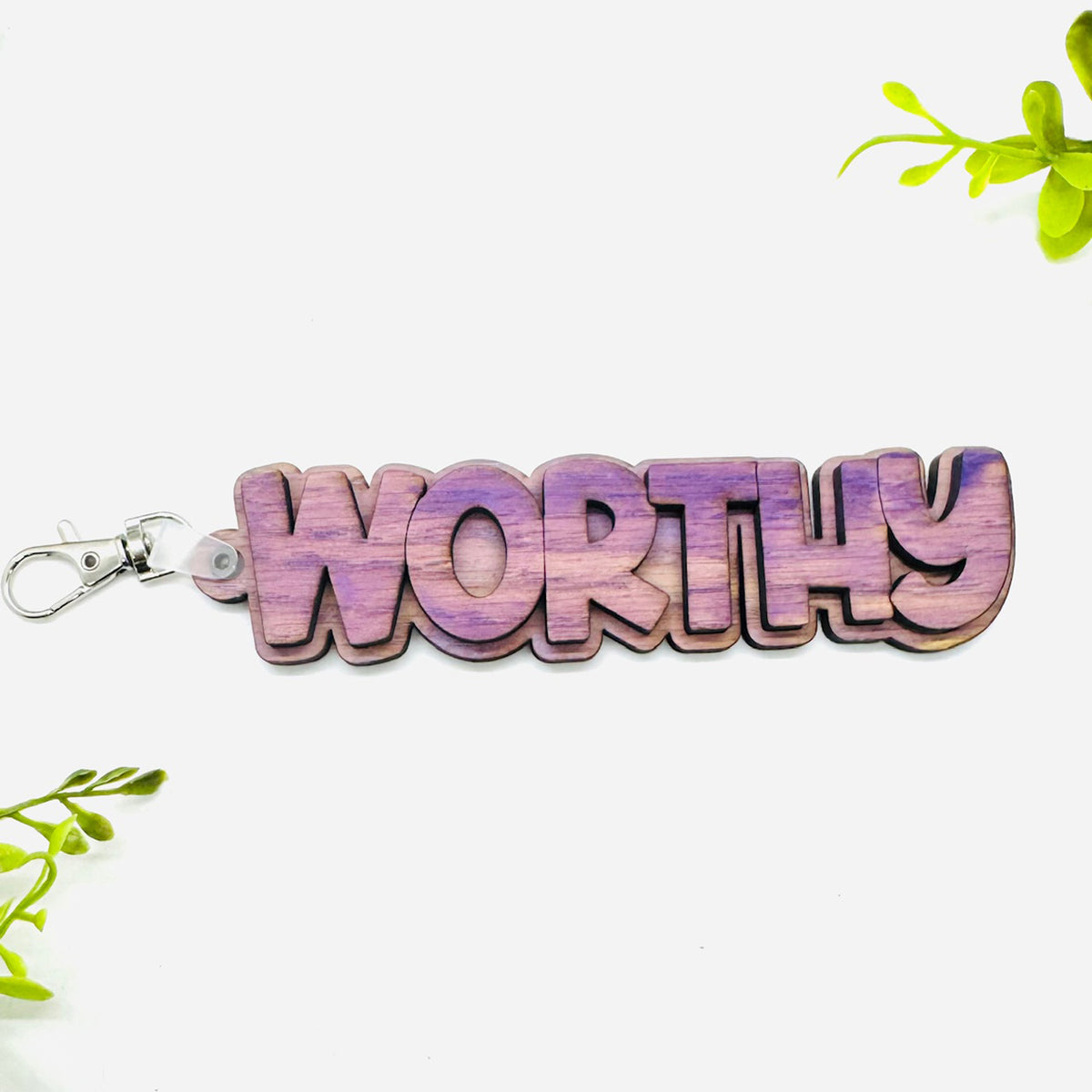 Layered WORTHY Word Keychain - Glowforge