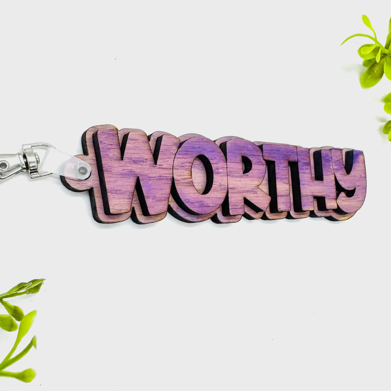 Layered WORTHY Word Keychain - Glowforge