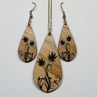 Leaf Filigree Teardrop Jewelry Set - Glowforge