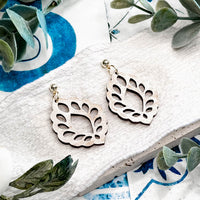 Leaf Pattern Teardrop Earrings - Glowforge