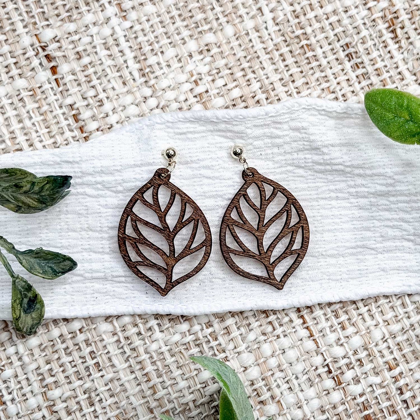 Leaf Teardrop Earrings with Nature-Inspired Cutouts