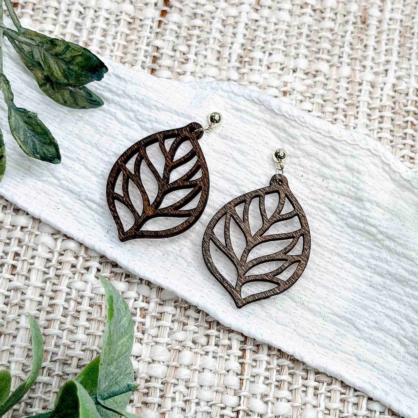 Leaf Teardrop Earrings with Nature-Inspired Cutouts