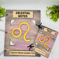 Leo Celestial Notes Notebook Cover - Editable Text (Set of 2) - Glowforge