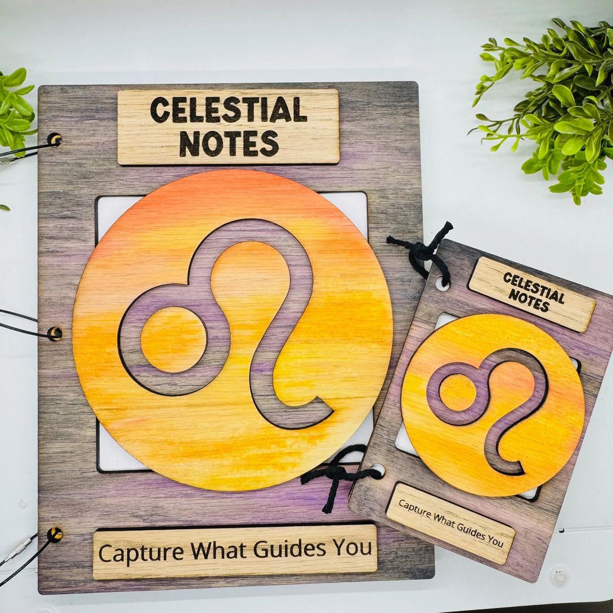 Leo Celestial Notes Notebook Cover - Editable Text (Set of 2) - Glowforge