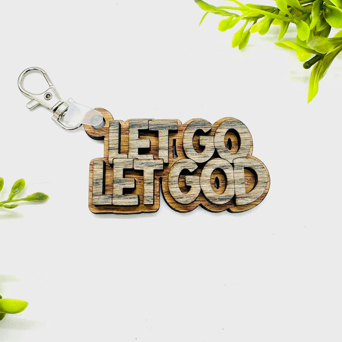 Let Go Let God 2-Layered Keychain Car Charm Ornament Bag Tag - Glowforge