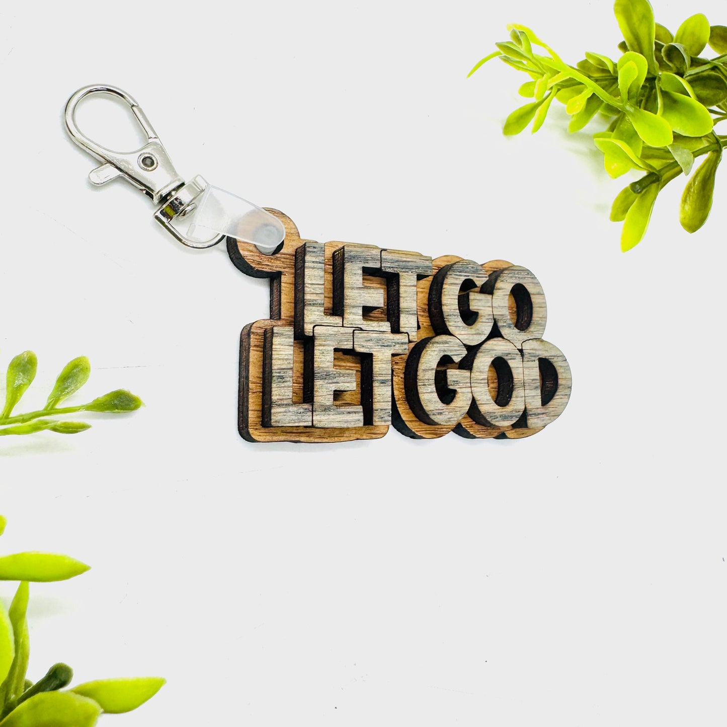 Let Go Let God 2-Layered Keychain Car Charm Ornament Bag Tag - Glowforge