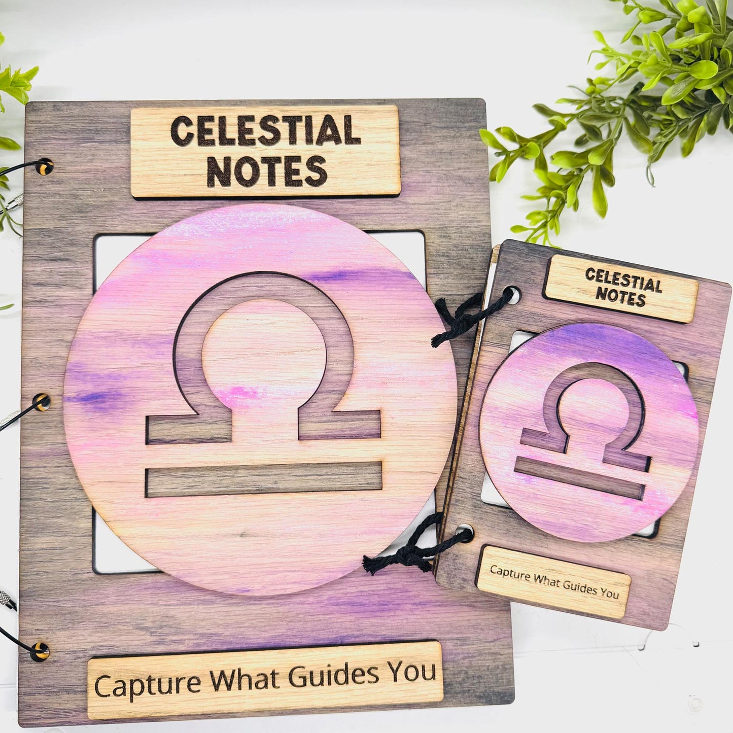 Libra Celestial Notes Notebook Cover - Editable Text (Set of 2) - Glowforge