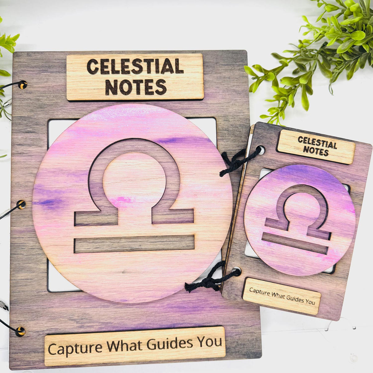 Libra Celestial Notes Notebook Cover - Editable Text (Set of 2) - Glowforge