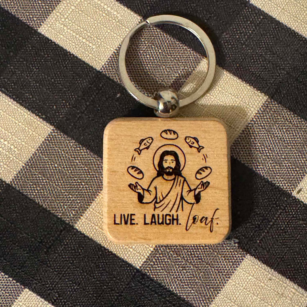 Live. Laugh. Loaf. Keychain & Magnet Set - Glowforge