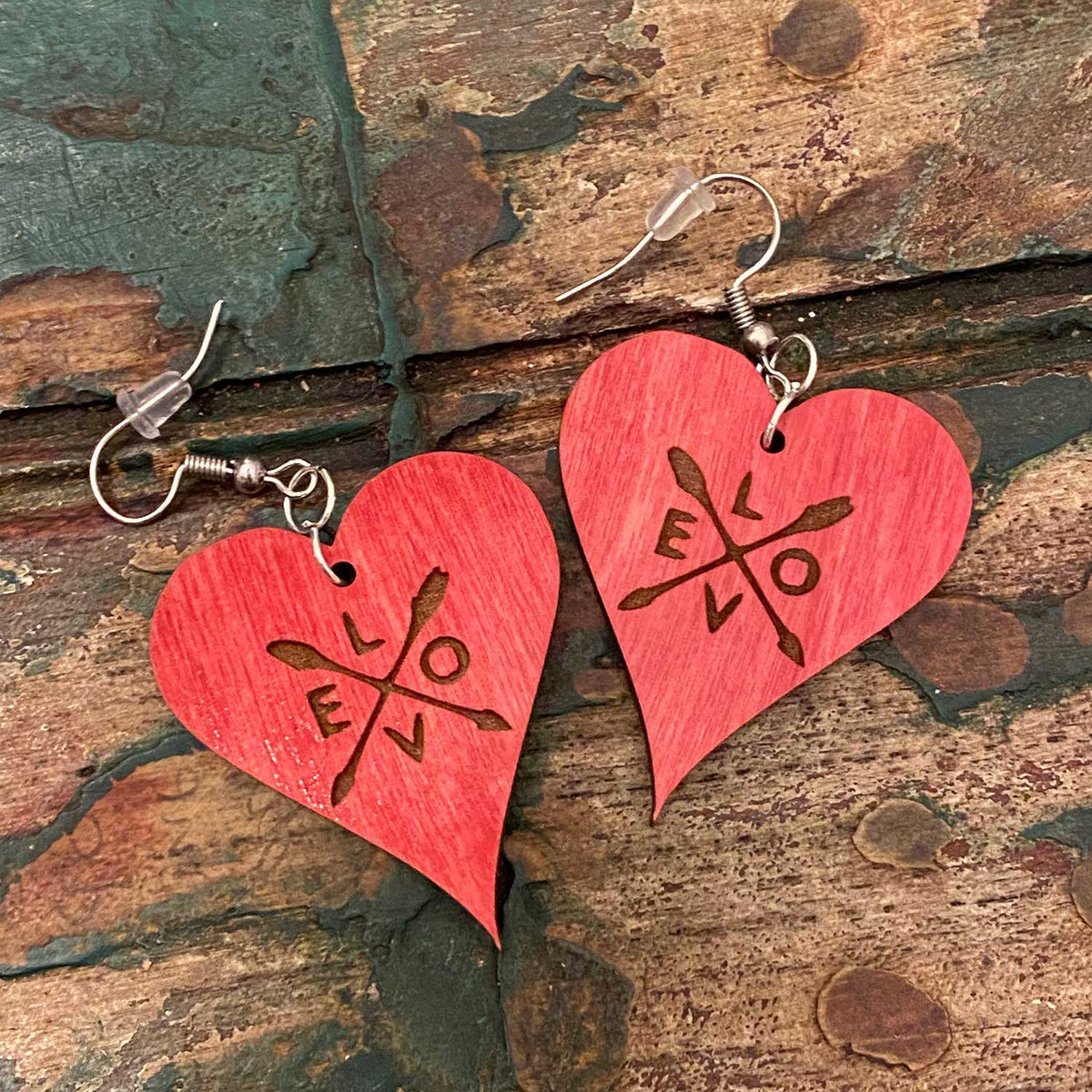 Love Arrow Heart Dangle Earrings - Glowforge
