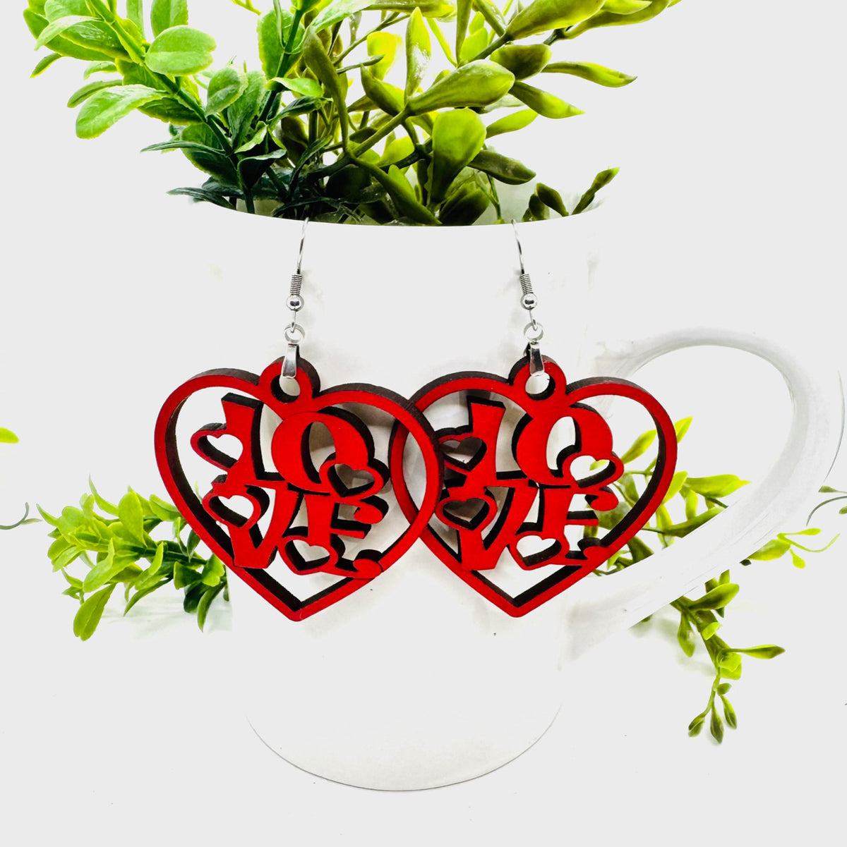 LOVE Heart Framed Earrings - Glowforge