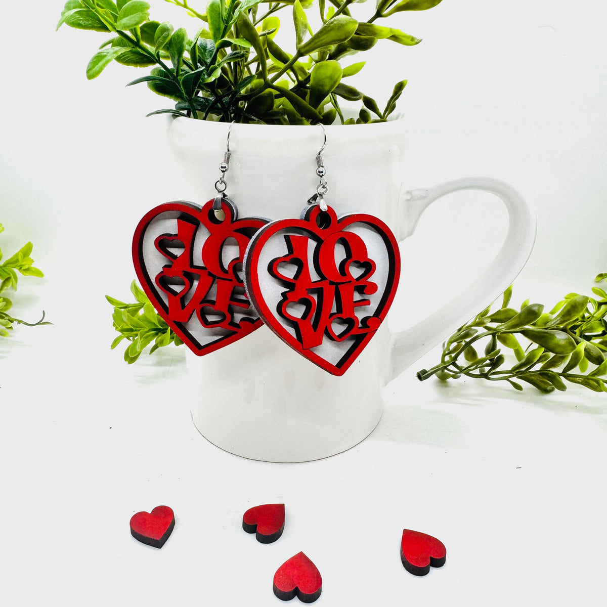LOVE Heart Layered Earrings for Valentine’s Day #2 - Glowforge