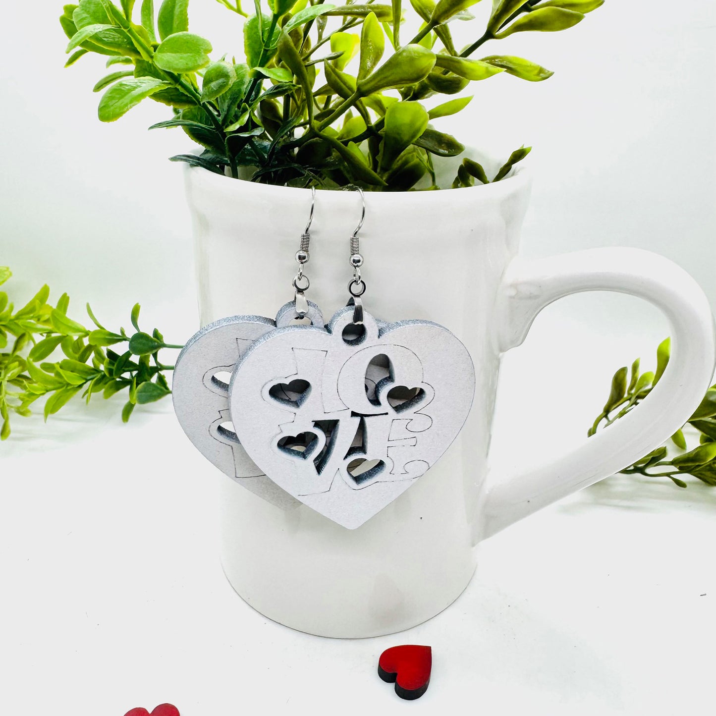 LOVE Heart Single Layer Earrings for Valentine's Day - Glowforge