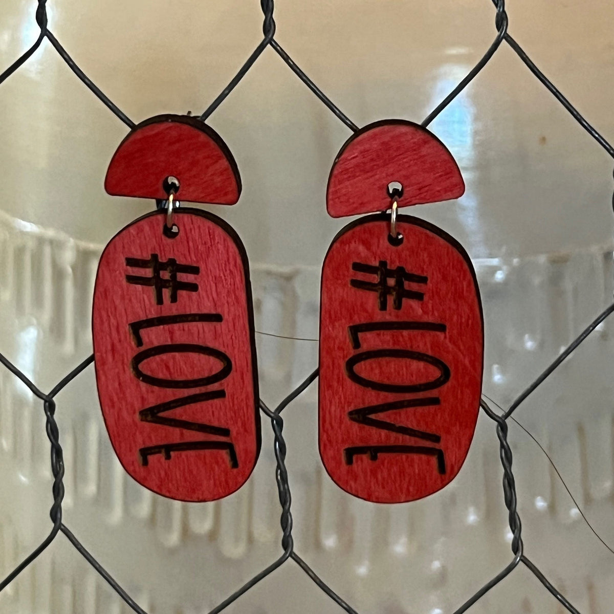 #LOVE Organic Oval 2-Part Dangle Earrings - Glowforge