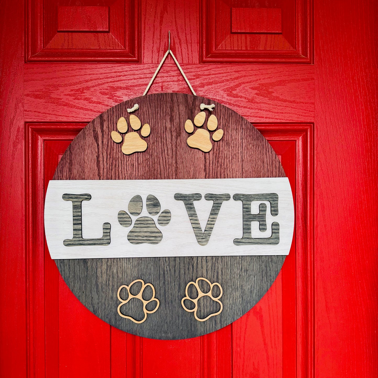 LOVE Paw Print 19" Round Door Sign - Glowforge