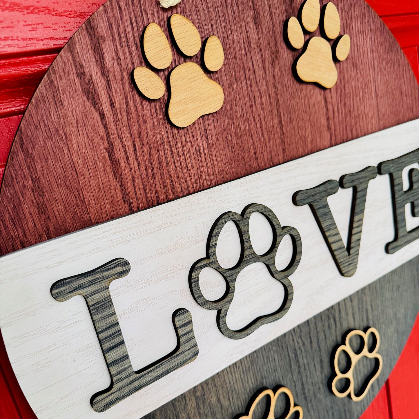 LOVE Paw Print 19" Round Door Sign - Glowforge