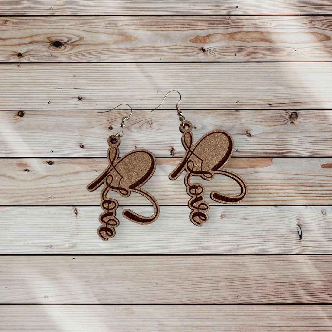 Love Script Heart Valentine's Earrings - Glowforge