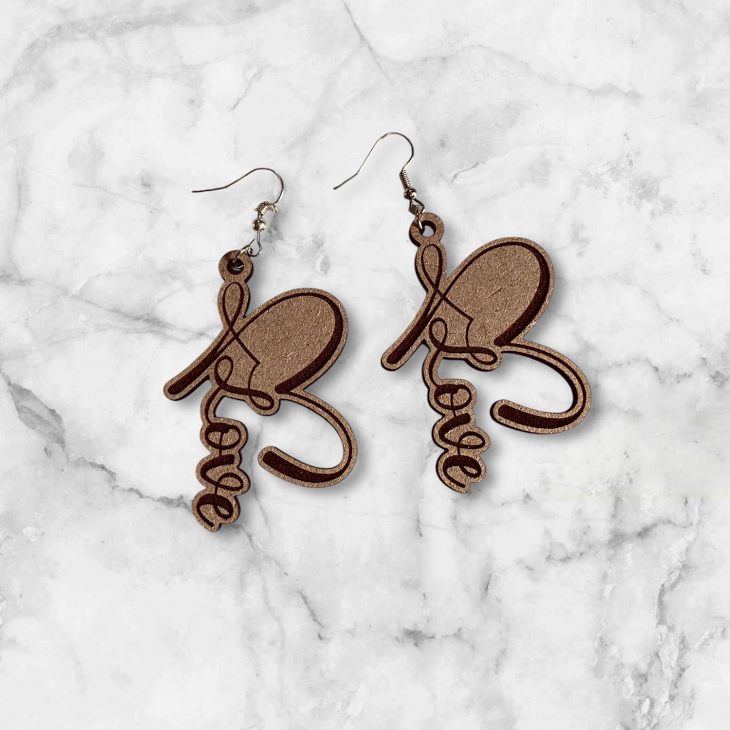 Love Script Heart Valentine's Earrings – Glowforge Shop