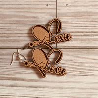 Love Script Heart Valentine's Earrings - Glowforge