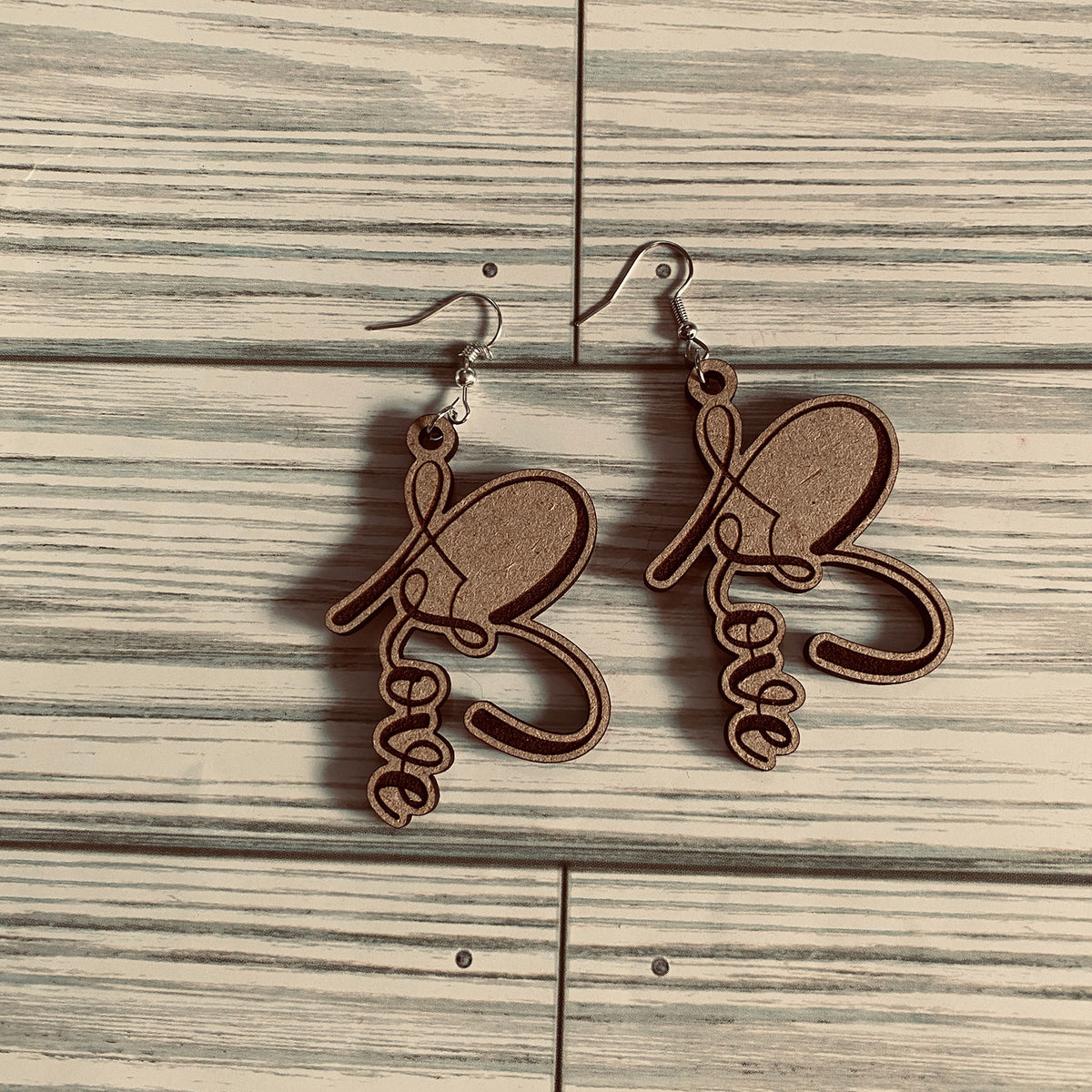 Love Script Heart Valentine's Earrings - Glowforge