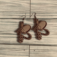 Love Script Heart Valentine's Earrings - Glowforge