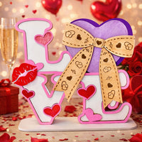 LOVE Valentines Shelf Sitter with Bow - Glowforge