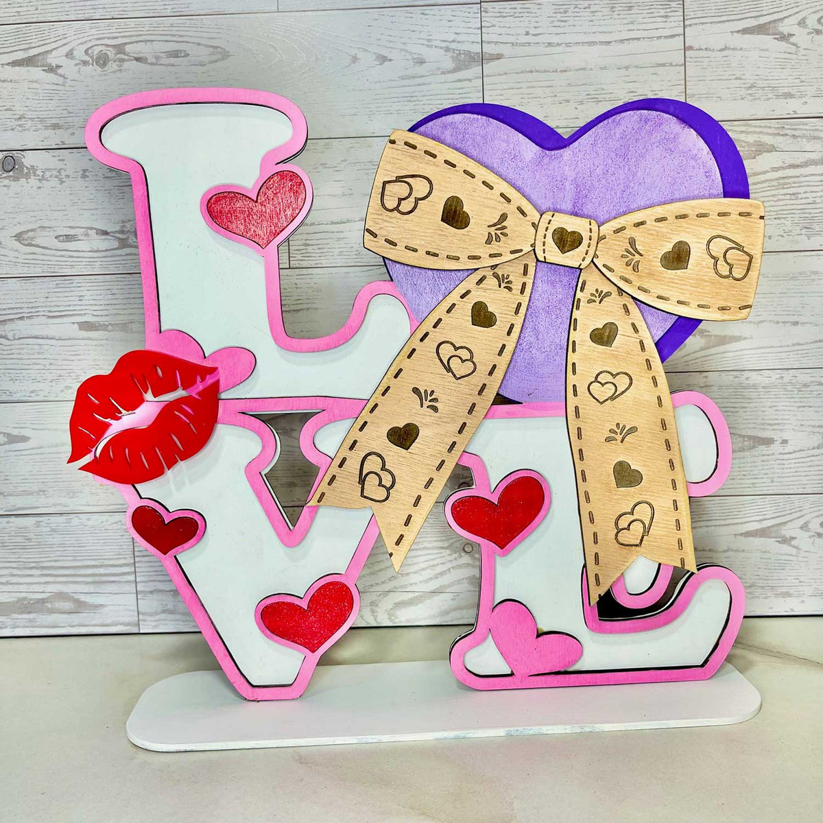 LOVE Valentines Shelf Sitter with Bow - Glowforge
