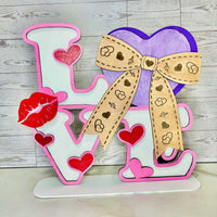 LOVE Valentines Shelf Sitter with Bow - Glowforge