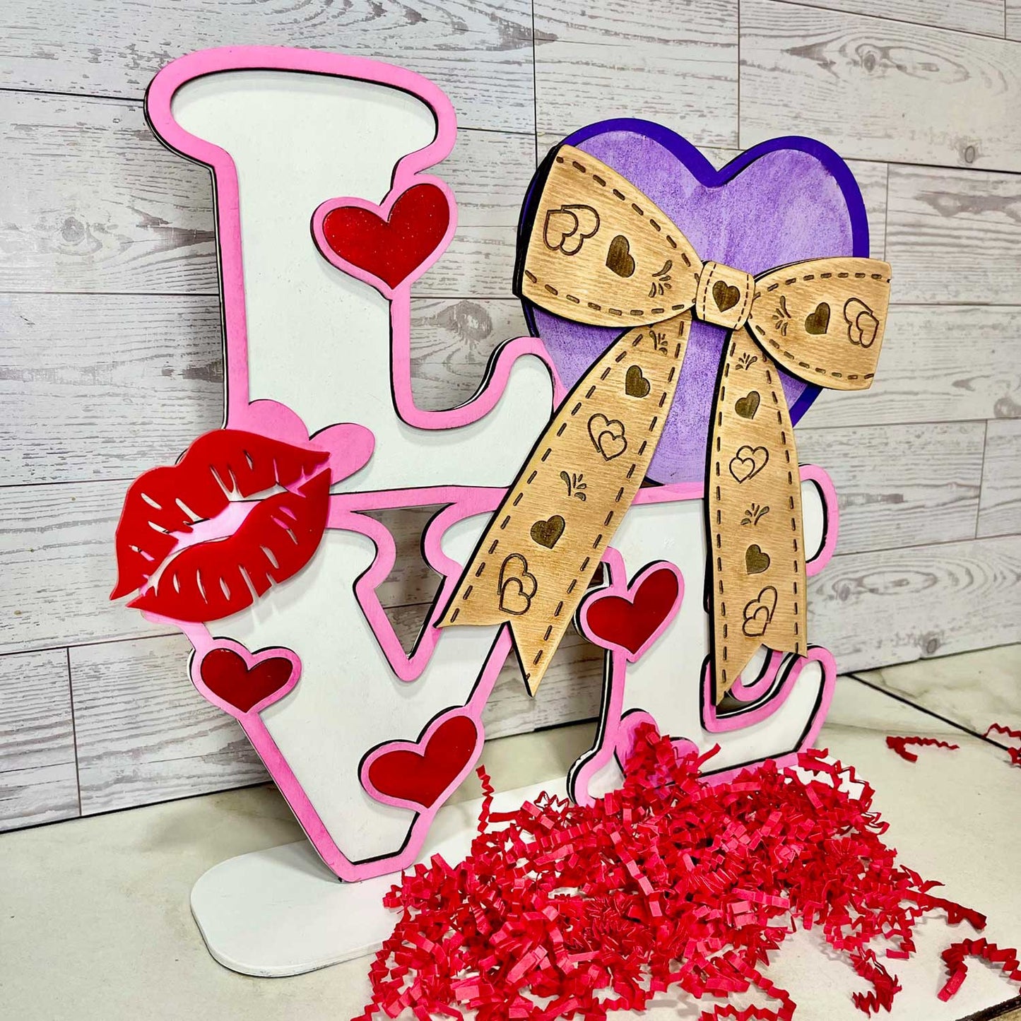 LOVE Valentines Shelf Sitter with Bow - Glowforge