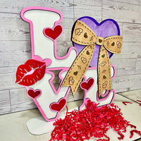 LOVE Valentines Shelf Sitter with Bow - Glowforge