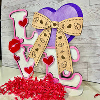 LOVE Valentines Shelf Sitter with Bow - Glowforge