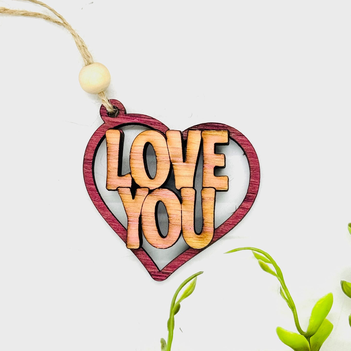 Love You Heart Layered Car Charm - Glowforge
