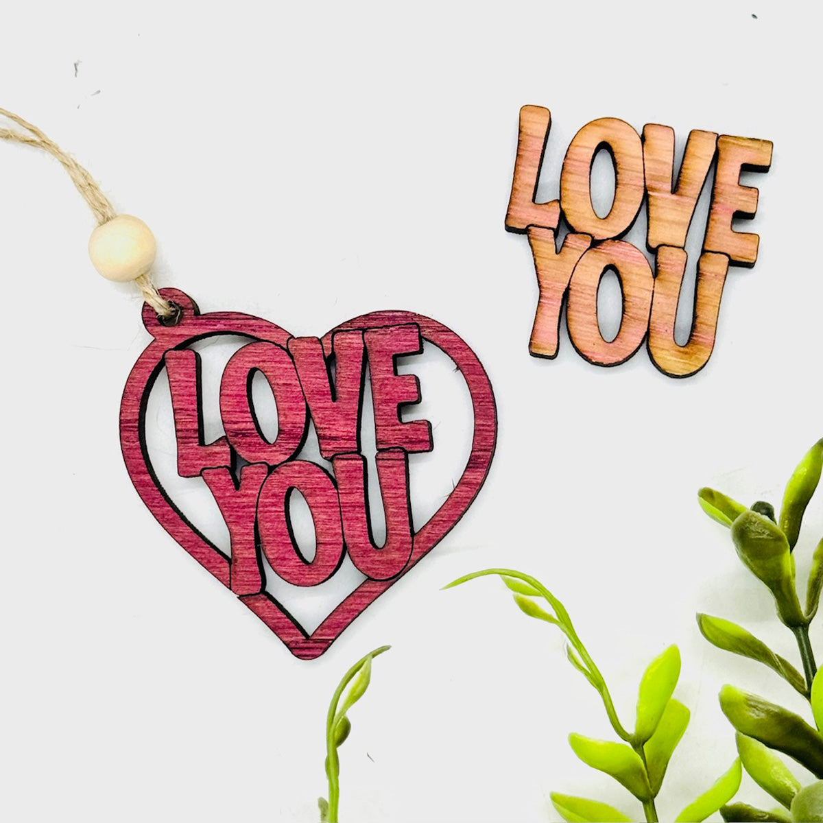 Love You Heart Layered Car Charm - Glowforge
