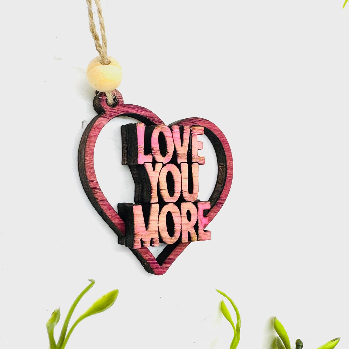 Love You More Heart  Layered Car Charm - Glowforge